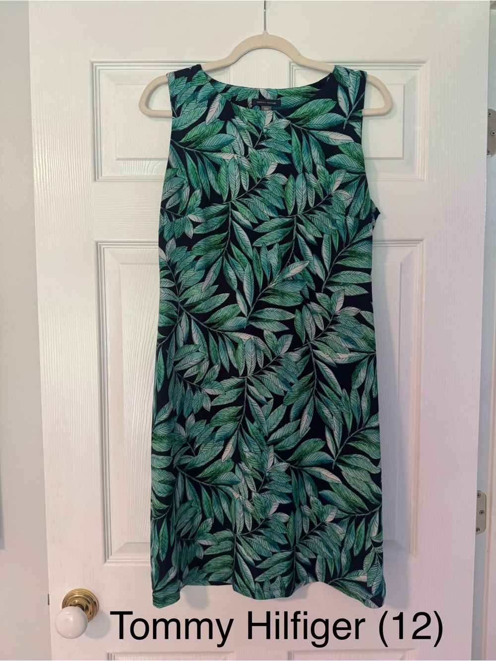 Tommy Hilfiger Green Leaf-Print Sleeveless Midi Dress